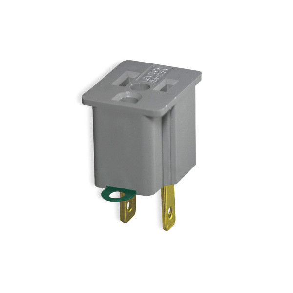 Adaptador de clavija recta o en Ángulo | 15A | 125V | NEMA 5-15R | Gris. Leviton