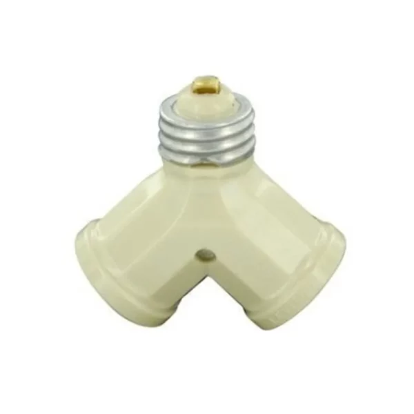 Adaptador de portalámparas simple a doble | Marfil | 660 Vatios | 125V CA | Leviton
