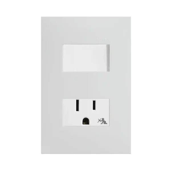 Placa armada con interruptor y contacto 2P+T Blanco Serie 25 Simon